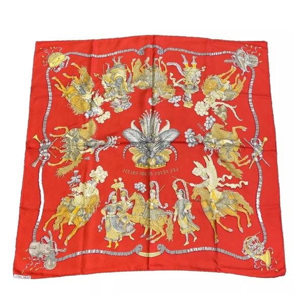 HERMES Carre 90 90th Anniversary of the Sun King Silk Scarf - Picture 2 of 11
